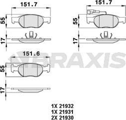 Braxis AB0063 - Тормозные колодки, дисковые, комплект autodif.ru