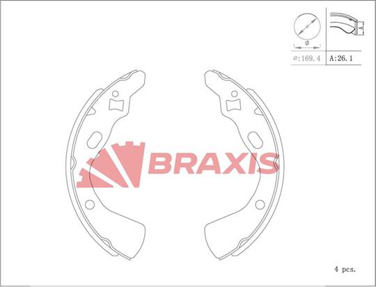 Braxis AC0154 - Комплект тормозных колодок, барабанные autodif.ru