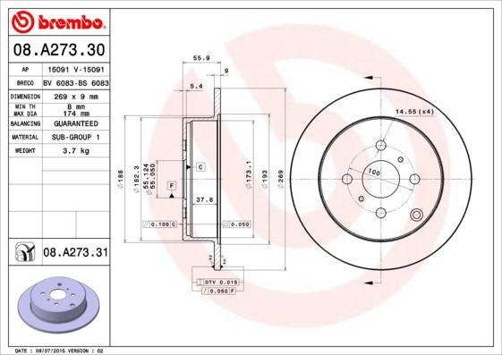 Breco BV 6083 - Тормозной диск autodif.ru