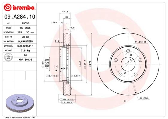 Breco BS 8635 - Тормозной диск autodif.ru