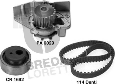 Breda Lorett KPA0103A - Водяной насос + комплект зубчатого ремня ГРМ autodif.ru