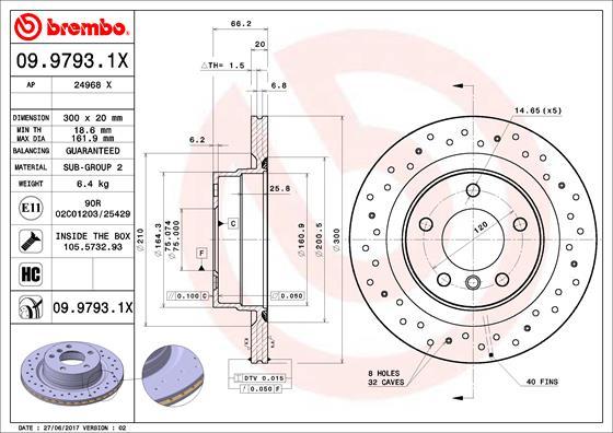 Brembo 09.9793.1X - Тормозной диск autodif.ru