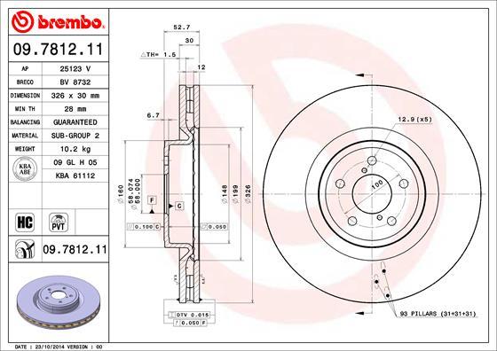 Brembo 09.7812.11 - Тормозной диск autodif.ru