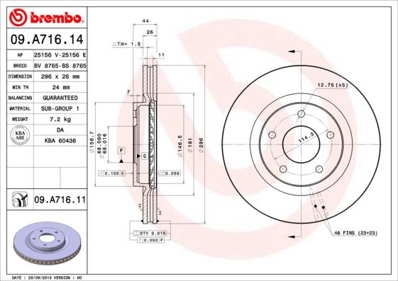 Brembo 09.A716.11 - Тормозной диск autodif.ru