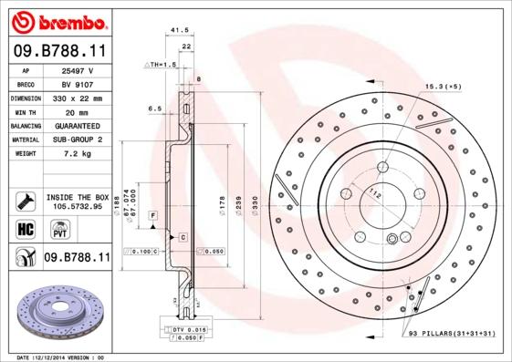 Brembo 09.B788.11 - Тормозной диск autodif.ru