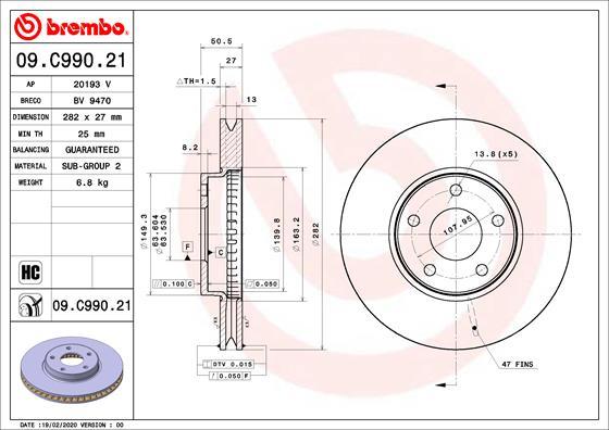 Brembo 09.C990.21 - Тормозной диск autodif.ru
