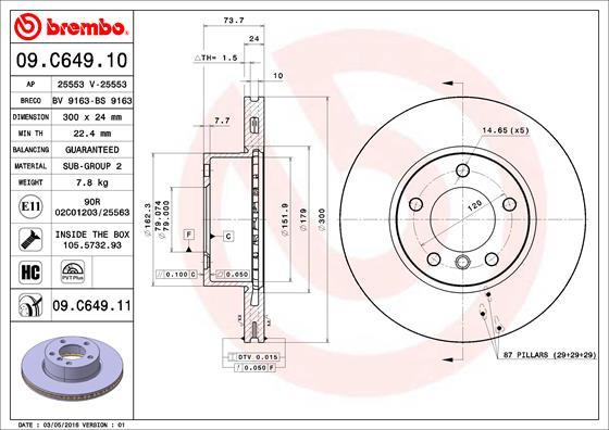 Brembo 09.C649.11 - Тормозной диск autodif.ru