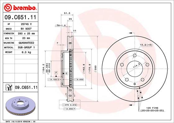 Brembo 09.C651.11 - Тормозной диск autodif.ru