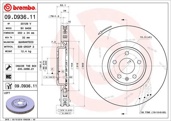Brembo 09.D936.11 - Тормозной диск autodif.ru