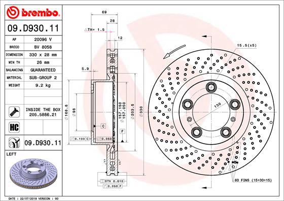 Brembo 09.D930.11 - Тормозной диск autodif.ru