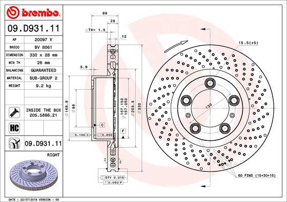 Brembo 09.D931.11 - Тормозной диск autodif.ru
