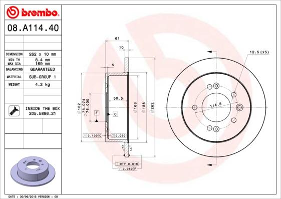 Brembo 08.A114.40 - Тормозной диск autodif.ru