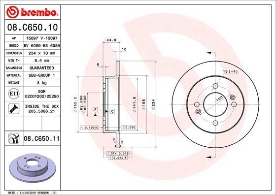 Brembo 08.C650.11 - Тормозной диск autodif.ru