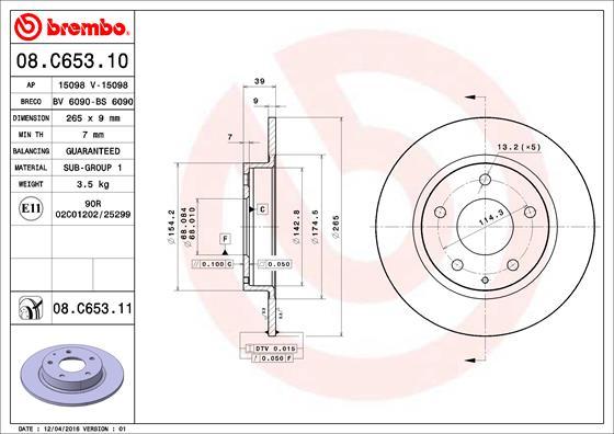 Brembo 08.C653.11 - Тормозной диск autodif.ru