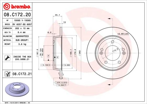 Brembo 08.C172.20 - Тормозной диск autodif.ru