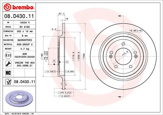 Brembo 08.D430.11 - Тормозной диск autodif.ru