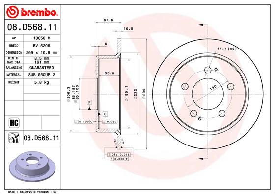 Brembo 08.D568.11 - Тормозной диск autodif.ru