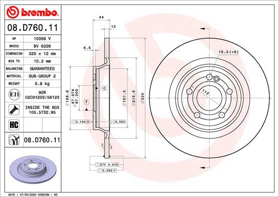 Brembo 08.D760.11 - Тормозной диск autodif.ru
