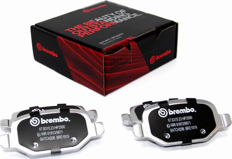 Brembo 07.B315.23 - Комплект высокоэффективных тормозных колодок autodif.ru