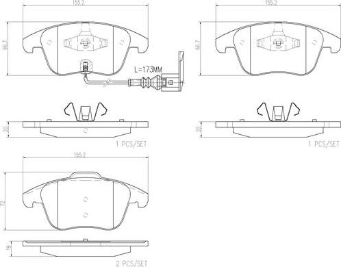 Brembo P85130N - Тормозные колодки, дисковые, комплект autodif.ru