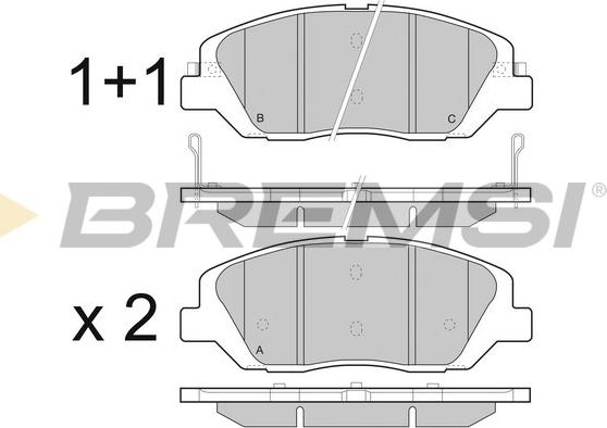 Bremsi BP3492 - Тормозные колодки, дисковые, комплект autodif.ru