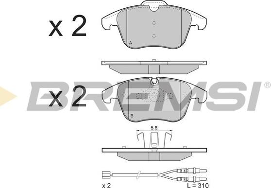 Bremsi BP3487 - Тормозные колодки, дисковые, комплект autodif.ru