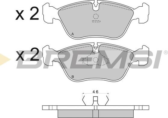 Bremsi BP2559 - Тормозные колодки, дисковые, комплект autodif.ru