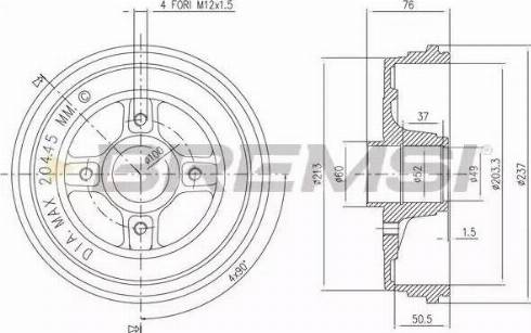 Bremsi DR5652 - Тормозной барабан autodif.ru