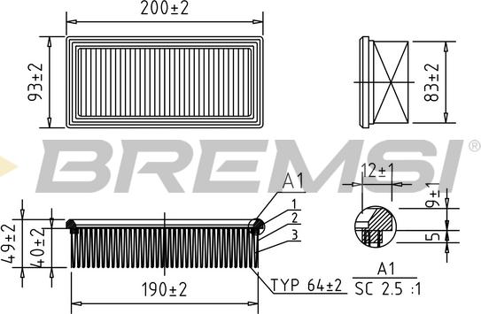 Bremsi FA1594 - Воздушный фильтр, двигатель autodif.ru