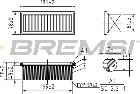 Bremsi FA1155 - Воздушный фильтр, двигатель autodif.ru