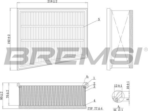Bremsi FA1166 - Воздушный фильтр, двигатель autodif.ru