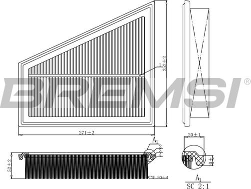 Bremsi FA1202 - Воздушный фильтр, двигатель autodif.ru