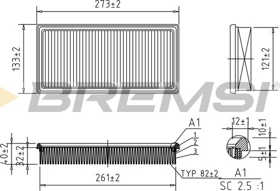 Bremsi FA2153 - Воздушный фильтр, двигатель autodif.ru