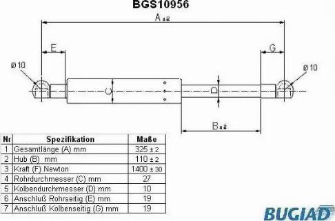 Bugiad BGS10956 - Газовая пружина, упор autodif.ru
