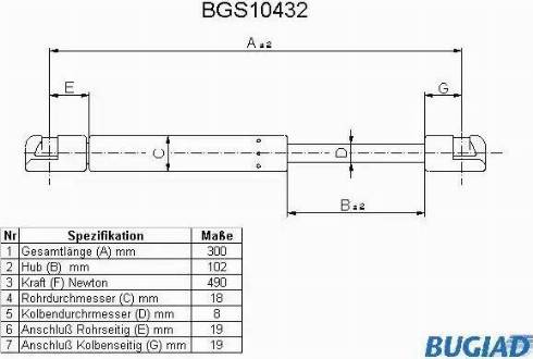 Bugiad BGS10432 - Газовая пружина, упор autodif.ru