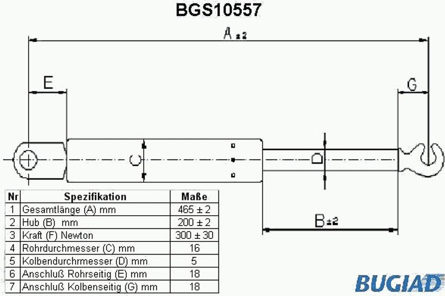 Bugiad BGS10557 - Газовая пружина, упор autodif.ru