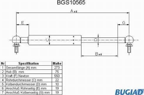 Bugiad BGS10565 - Газовая пружина, упор autodif.ru