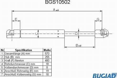 Bugiad BGS10502 - Газовая пружина, упор autodif.ru