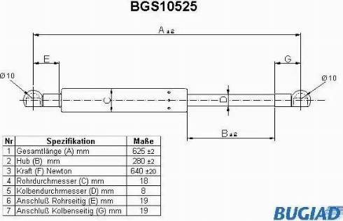 Bugiad BGS10525 - Газовая пружина, упор autodif.ru