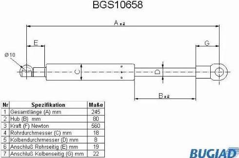 Bugiad BGS10658 - Газовая пружина, заднее стекло autodif.ru