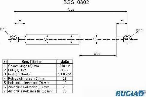 Bugiad BGS10802 - Газовая пружина, упор autodif.ru