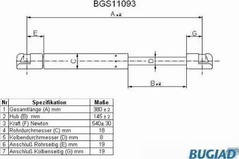 Bugiad BGS11093 - Газовая пружина, упор autodif.ru