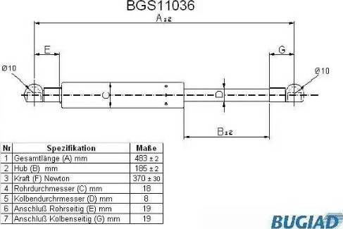 Bugiad BGS11036 - Газовая пружина, упор autodif.ru