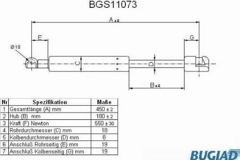 Bugiad BGS11073 - Газовая пружина, упор autodif.ru
