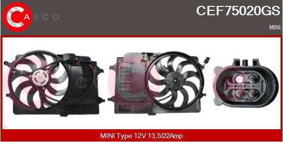 Casco CEF75020GS - Электродвигатель, вентилятор радиатора autodif.ru