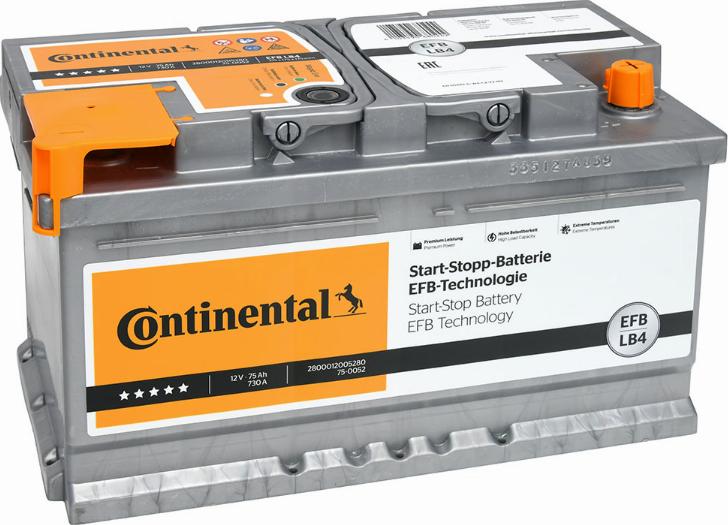 Continental 2800012005280 - Стартерная аккумуляторная батарея, АКБ autodif.ru