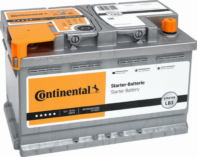 Continental 2800012022280 - Стартерная аккумуляторная батарея, АКБ autodif.ru