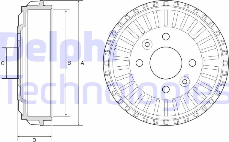 Delphi BF594 - Тормозной барабан autodif.ru