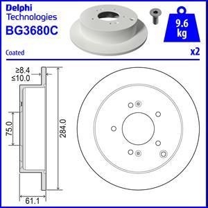 Delphi BG3680C - Тормозной диск autodif.ru
