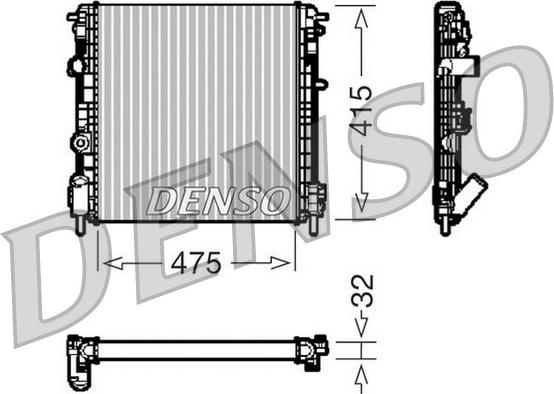 Denso DRM23014 - Радиатор системы охлаждения RENAULT. CLIO II BB0 - 1 - 2. CB0 - 1 - 2 1.9 D B - CB0E - 1.9 D B - CB0J - 1.9 dTi B - CB0U 98 - .  autodif.ru